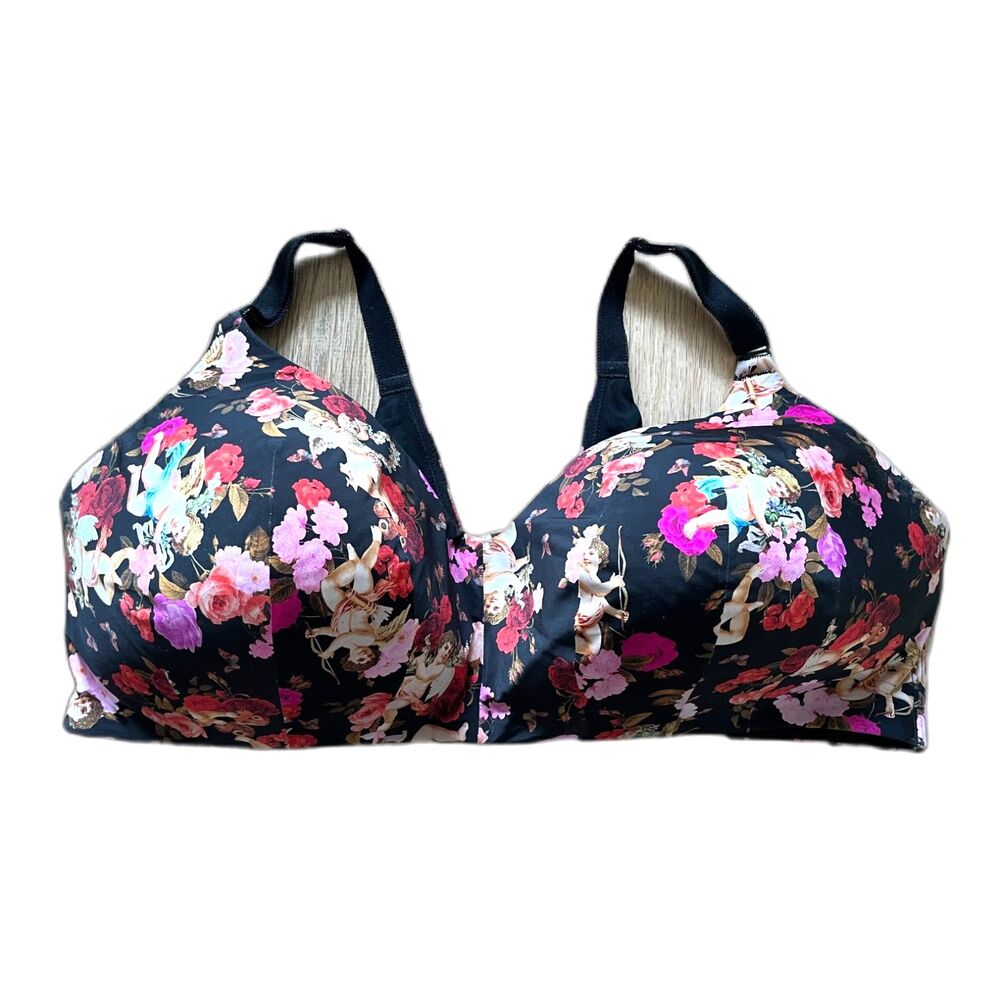 TORRID Pink Black Floral Bra Top   Women's Size 44DD - Picture 2 of 10